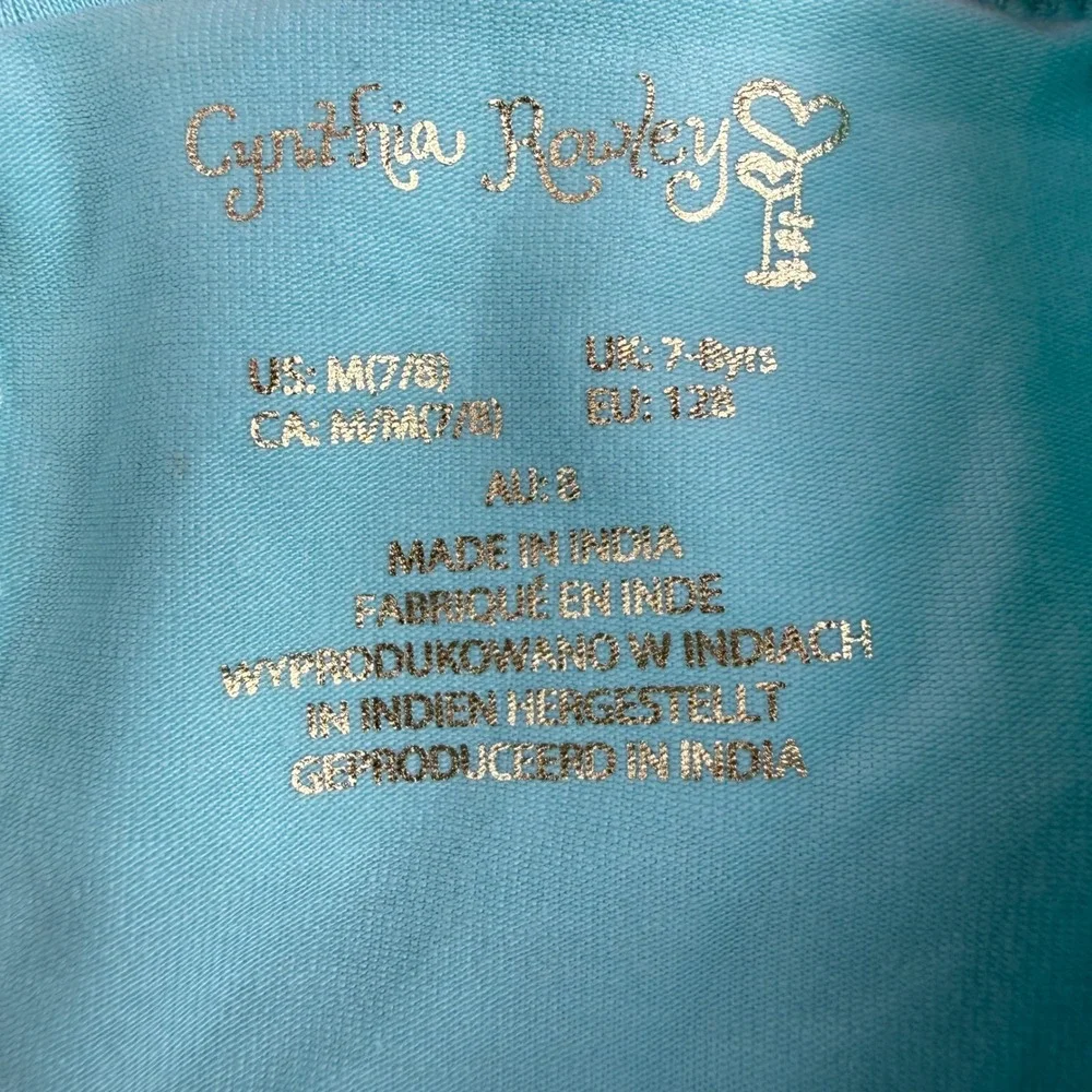 Cynthia Rowley Skort Girls M 7/8 Pink Blue Tiered Ruffle Skirt Shorts Bow NWT - Picture 3 of 5